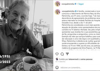 Palmirinha, apresentadora e cozinheira, morre aos 91 anos