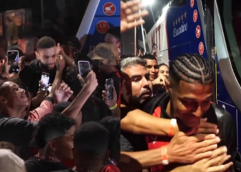 Torcida do Vitória promove recepção calorosa para jogadores em Maceió antes de jogo contra CRB