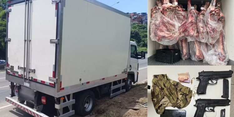 Homem é preso e adolescente apreendido após roubo de caminhão com 5 toneladas de carne na BA