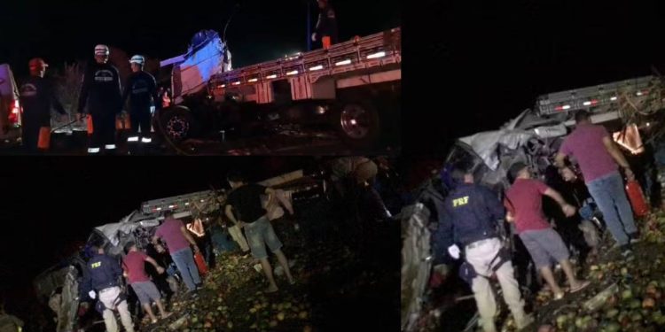 Batida entre caminhão e ônibus de turismo deixa 25 pessoas mortas e cinco feridas na BR 324