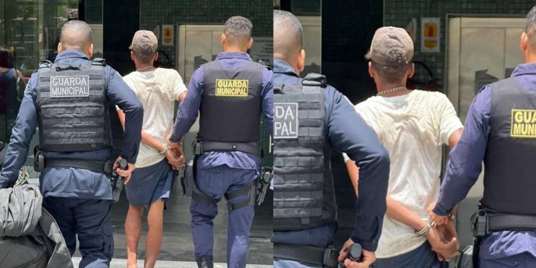 Feira: Guarda Municipal conduz para delegacia homem flagrado roubando fiação