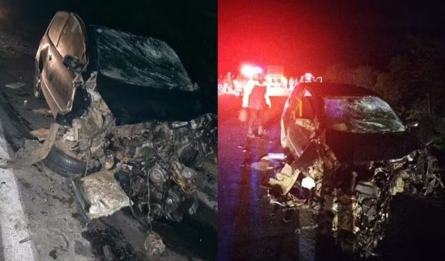 Duas pessoas morrem e outras quatro ficam feridas após acidente com carros, caminhões e viatura na BA 052