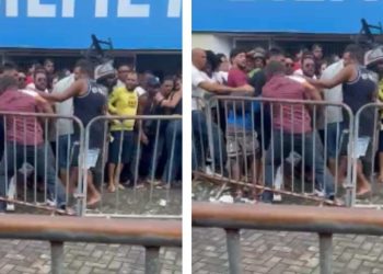 Torcedores brigam durante venda de ingressos para Bahia x Flamengo na Fonte Nova