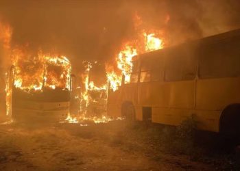 Amigos fumam maconha dentro de ônibus municipal e bituca de cigarro causa incêndio em três veículos na BA