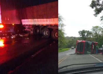 Acidente com caminhão que transportava combustível causa engarrafamento de mais de 2 km na BR-324