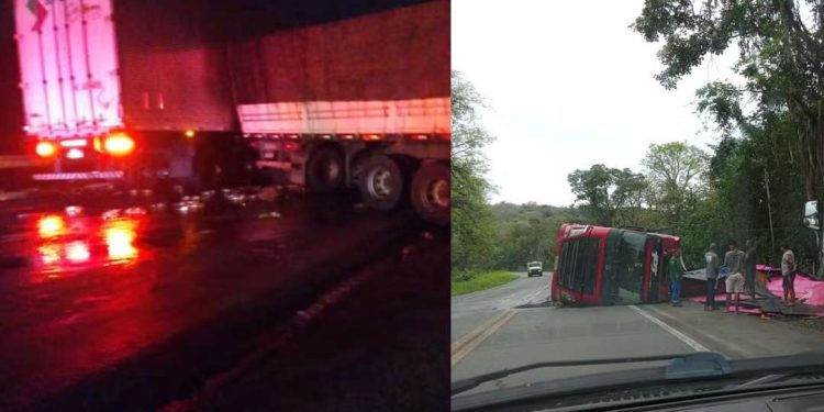 Acidente com caminhão que transportava combustível causa engarrafamento de mais de 2 km na BR-324