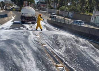 Grande ação de limpeza é realizada no viaduto Georgina Erisman