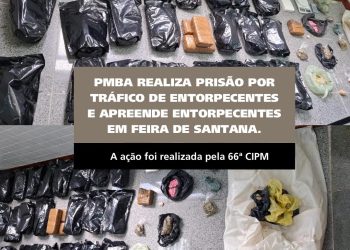 66ª CIPM apreende grande quantidade de drogas e prende mulher em condomínio de Feira de Santana