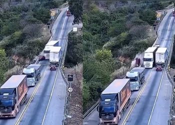 Carreta desgovernada lança carro de ponte e deixa cinco feridos na BR-116 na Bahia