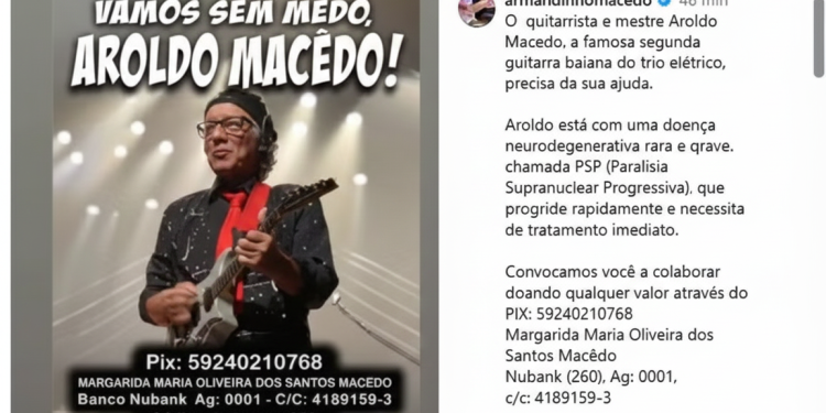 Armandinho Macedo pede apoio para tratamento do irmão Aroldo, diagnosticado com doença rara