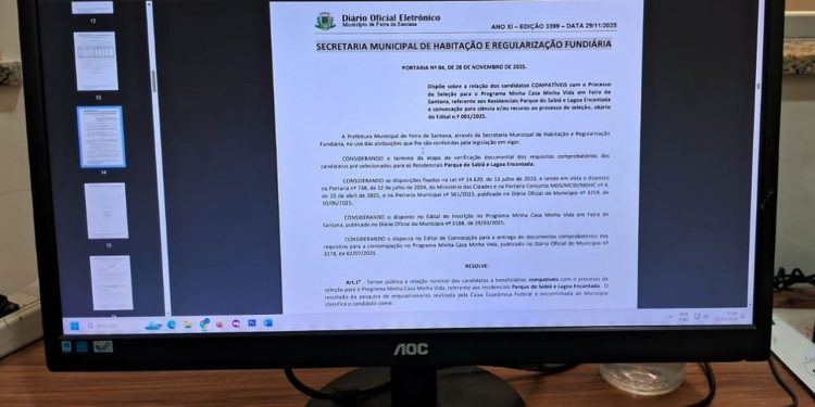 Minha Casa Minha Vida: Feira de Santana divulga lista de candidatos compatíveis para os residenciais Sabiá I e Lagoa Encantada I